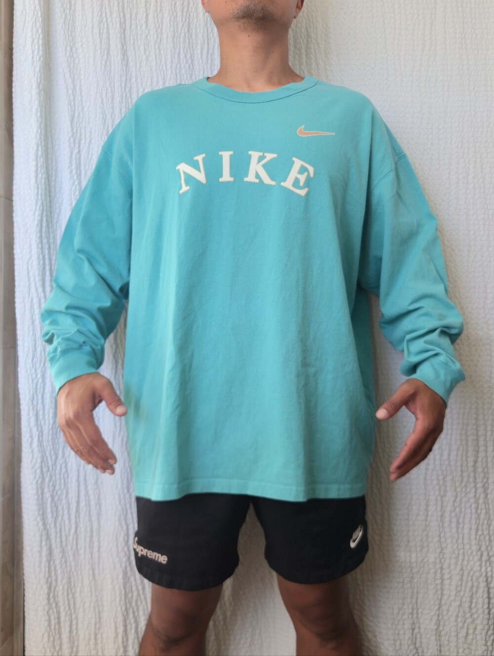 Vintage Nike Washed Teal Crew Neck Shirt XXL